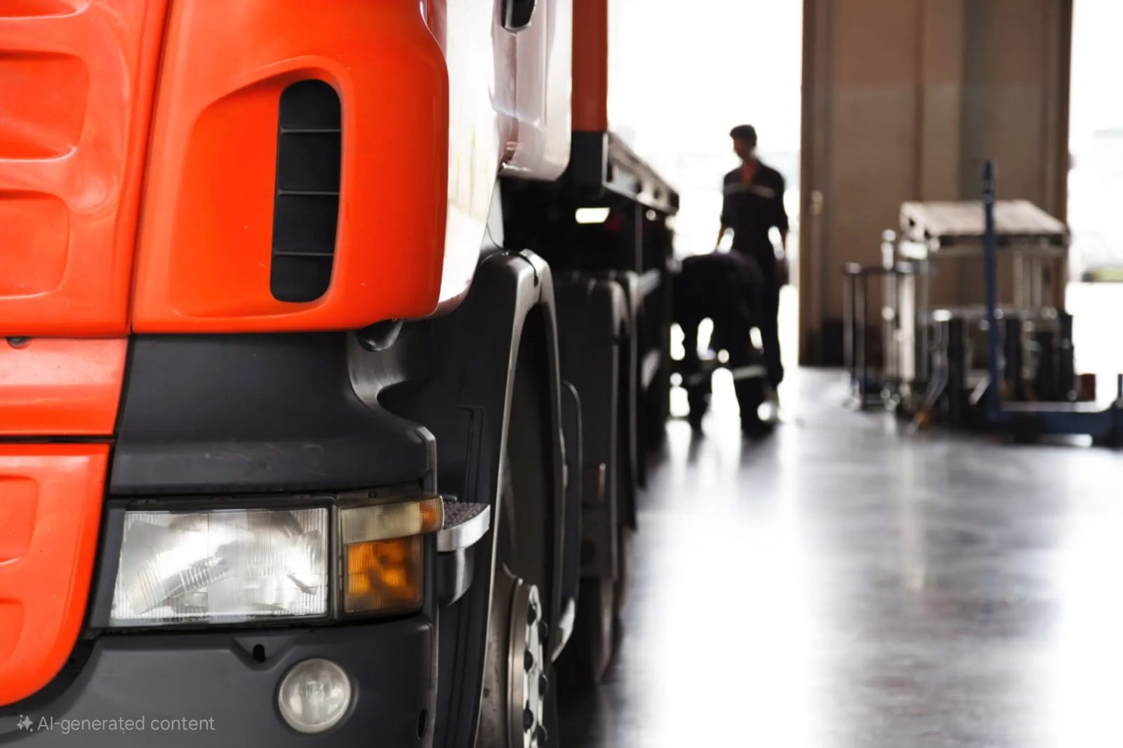 Truck wheel and road at dusk
